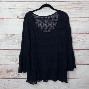 a.n.a. Black Bell Sleeve Blouse With Cami XL